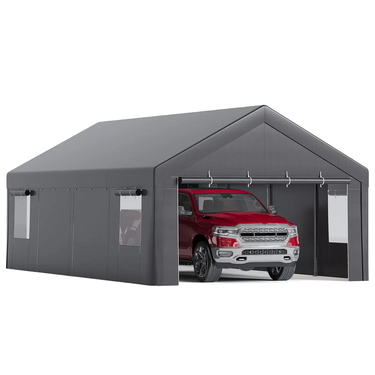 13x25FT Heavy Duty Carport Portable Garage Canopy Shelter, Roll-Up Windows, Removable Sidewalls & Doors For SUV, Truck & Boat