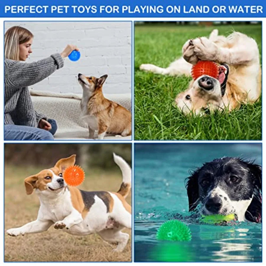 36 Pcs Squeaky Balls for Dogs 2.5 Inch Spiky Pet Chew Balls Interactive Fetch Toys for Puppy Teeth Cleaning and Training Red-xq