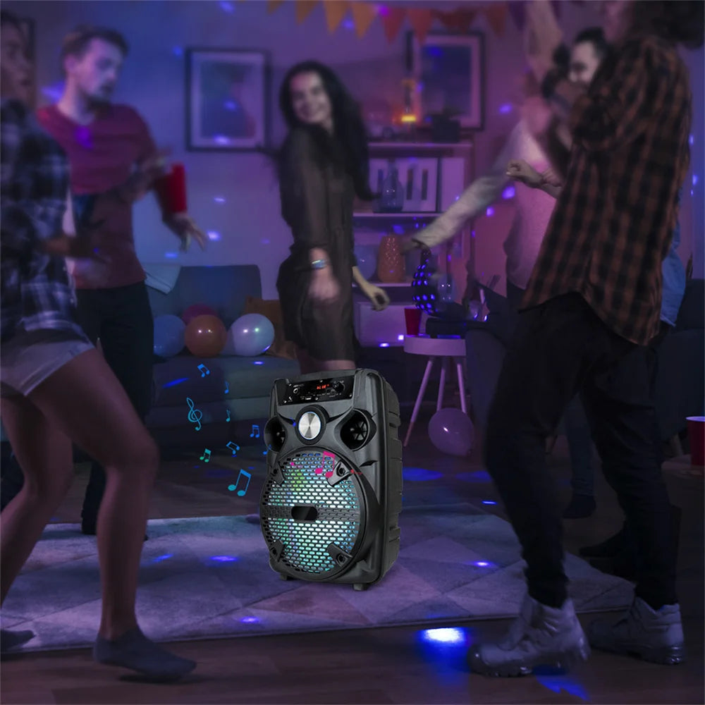 1100W Portable Bluetooth Party Speaker 8" Subwoofer w/Stand Sound System Dj Karaoke RGB Light Rechargeable Speaker with Mic