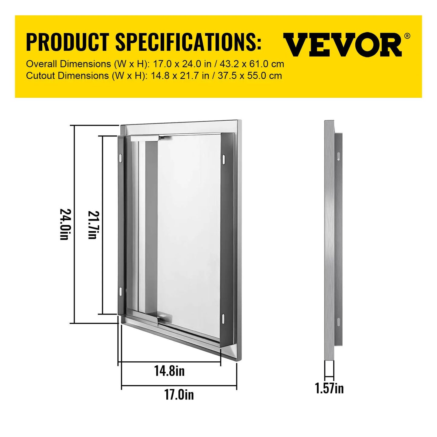 SucceBuy Stainless Steel BBQ Cabinet Access Door W/ Recessed Handle for Indoor/Outdoor Kitchen BBQ Island Kitchen Sink Fireplace