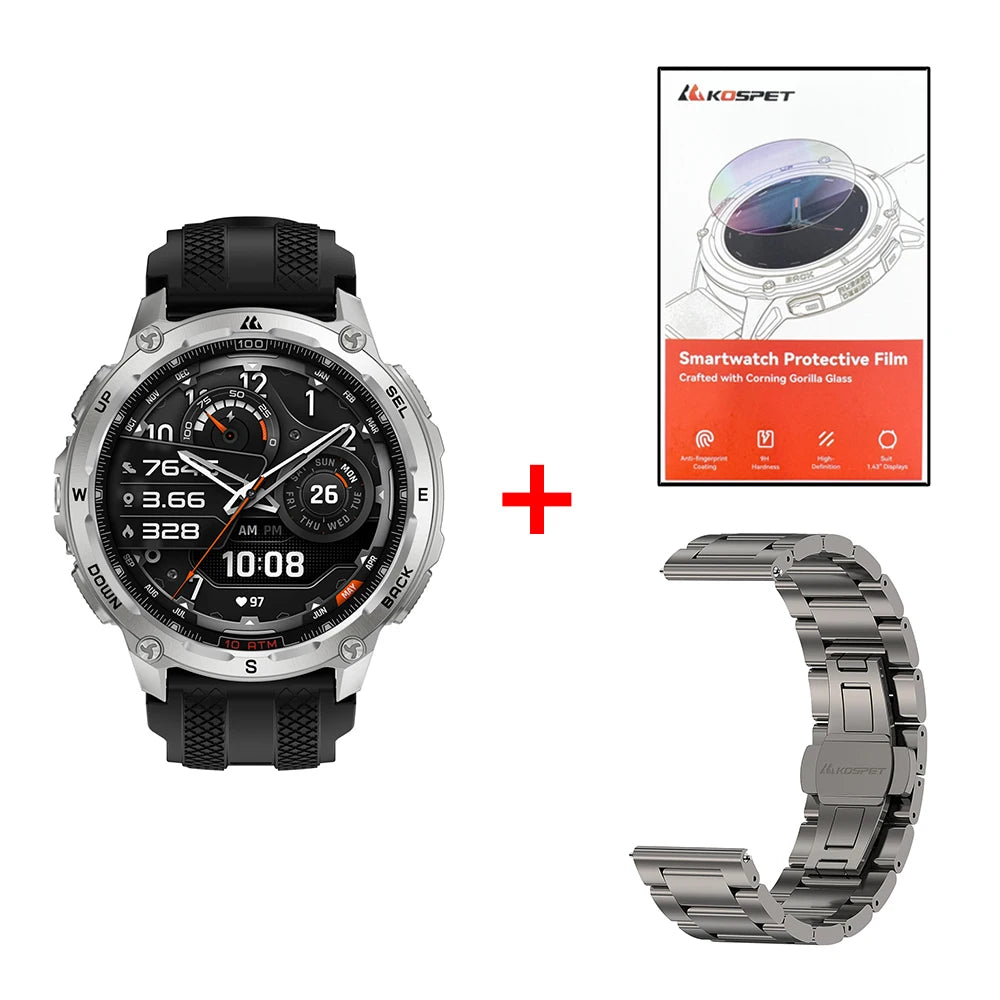 T4 Smart Watch for Men 6-Sat GPS Offline Maps 10ATM Waterproof Heart Rate Diving Skiing Hiking for Android iOS