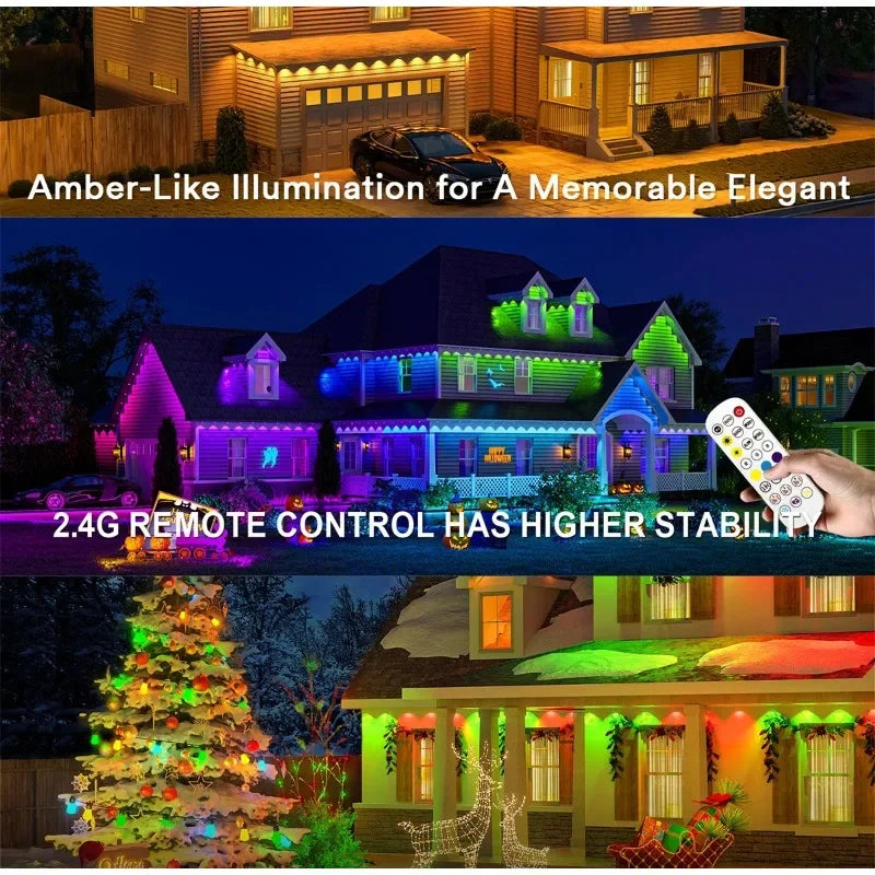 150ft Permanent Eaves LED Smart RGB Outdoor Led Lights for House with Remote Full House Eaves Light Christmas Holiday Decor