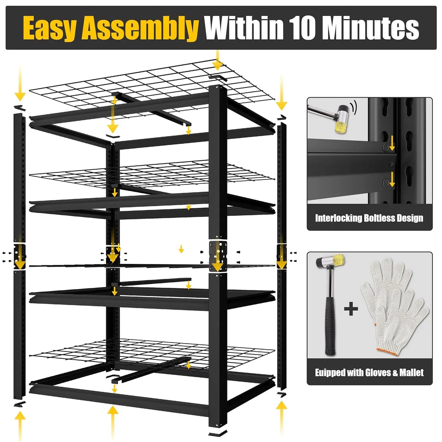 Heavy Duty Garage Shelving 2200 LBS 4 Tier Heavy Duty Storage Shelves Adjustable Industrial Metal Wire Shelf Unit, Customized