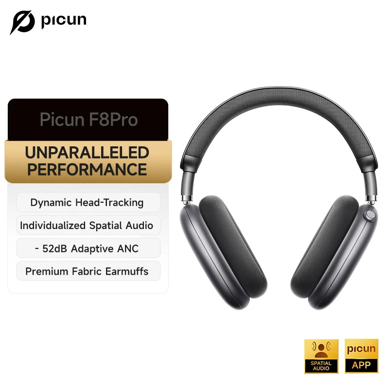Pro ANC Wireless Headphones Head Tracking 3D Spatial Audio -52dB ANC HIFI Bluetooth Headset ENC HD Mic Low-Latency APP