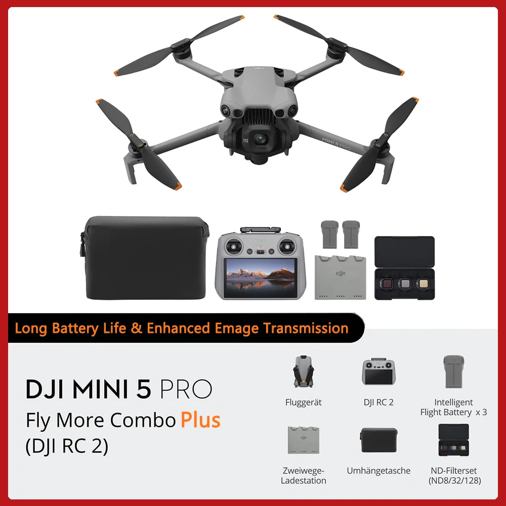 Mini 5 Pro Camera Drones ActiveTrack 360° Ultra-Light Foldable with 1-Inch CMOS 4K Camera Drone Omnidirectional Obstacle Sensing 225° Gimbal 20km Transmission With Mini 5 Pro Accessories for Beginners