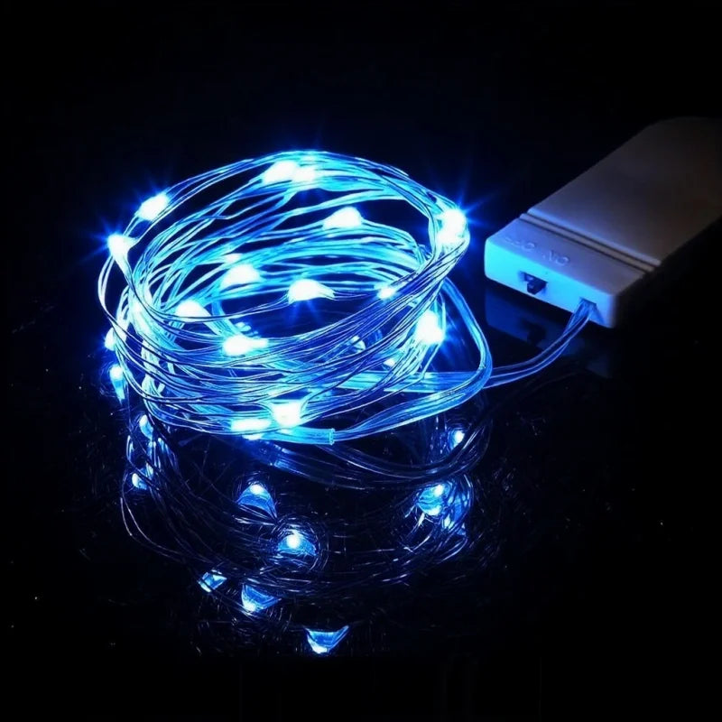 LED Fairy Lights Battery Operated String Lights Waterproof Silver Wire Firefly Starry Lights Wedding Party Xmas Christmas Decor
