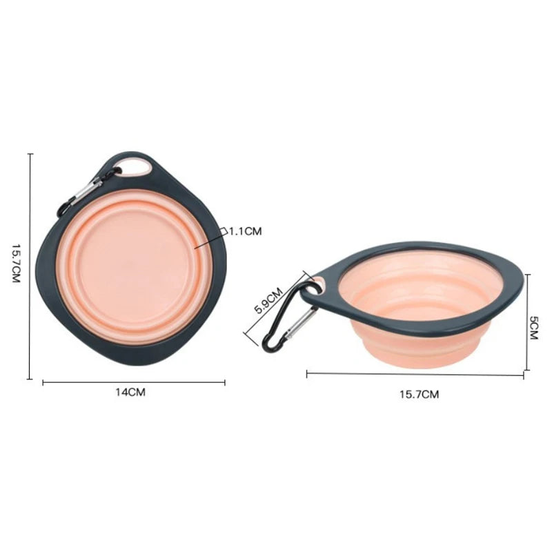 Folding Portable Silicone Pet Feeder Bowl Outdoor Travel Dog Cat Food Bowl Collapsible Food Water Container with Carabiner