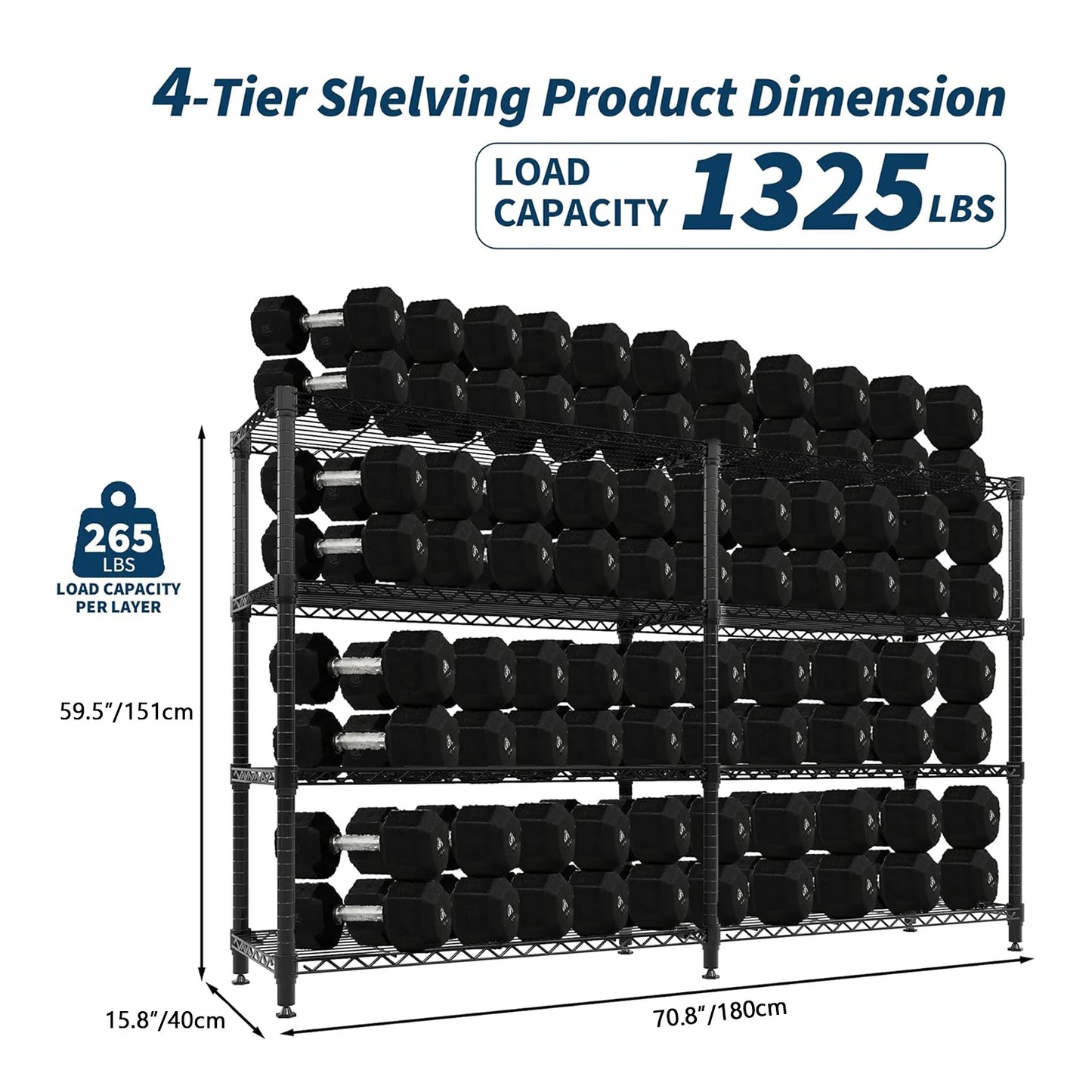 Heavy Duty Storage Shelves 4/5 Tiers Metal Shelving Unit Adjustable Organization Pantry Shelves for Kitchen Garage Commercial