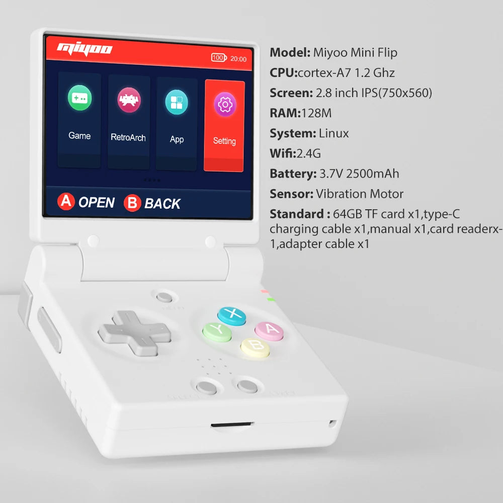 Mini Flip Retro Handheld Game Console With New Hinge 2.8 inch IPS Screen Portable Video Game Players Consoles Classic Gaming Emulator Childhood Gifts
