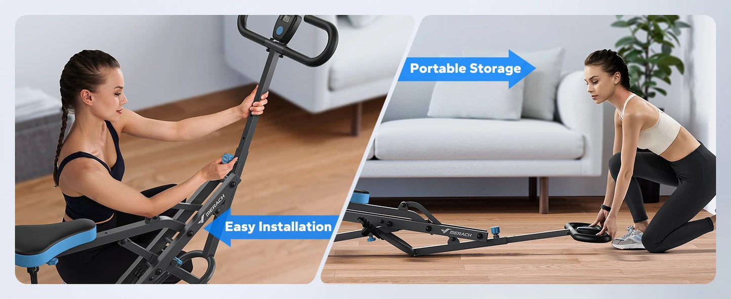 MERACH R07 Squat Machine 2in1 Squat Rowing Machine Easy Setup Foldable Exercise Equipment Glute Trainer Machine Glutes Leg Home Fit