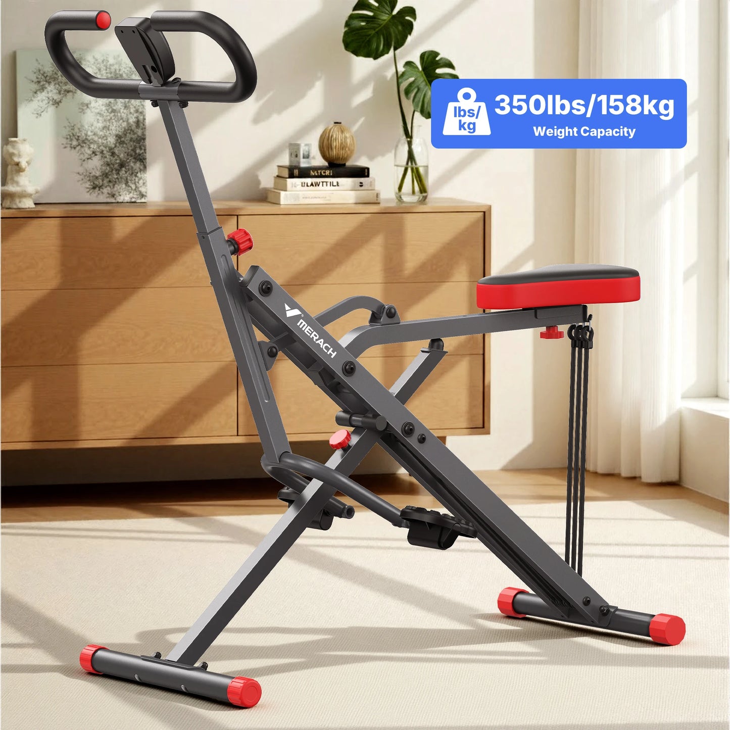 MERACH R07 Squat Machine 2in1 Squat Rowing Machine Easy Setup Foldable Exercise Equipment Glute Trainer Machine Glutes Leg Home Fit