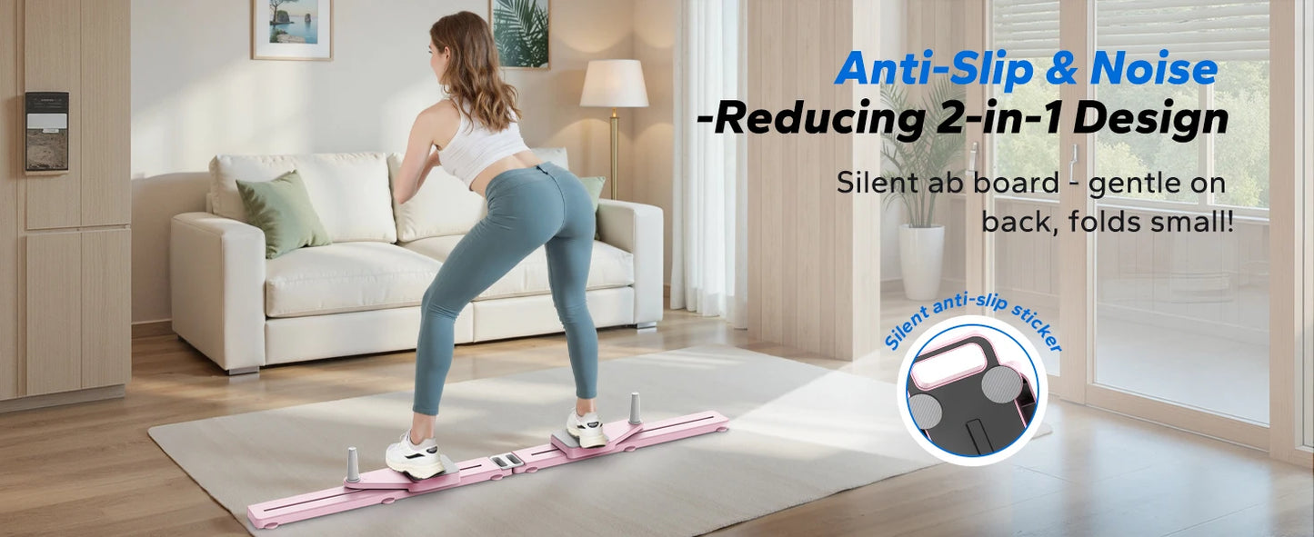 Pilates Board Multifunctional Abdominal Plate Detachable Ab Trainer with Anti-Slip Design Portable Pilates Reformer