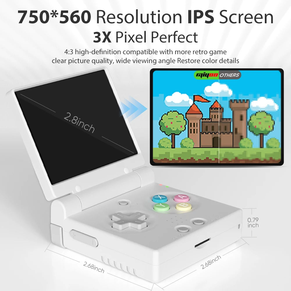 Mini Flip Retro Handheld Game Console With New Hinge 2.8 inch IPS Screen Portable Video Game Players Consoles Classic Gaming Emulator Childhood Gifts