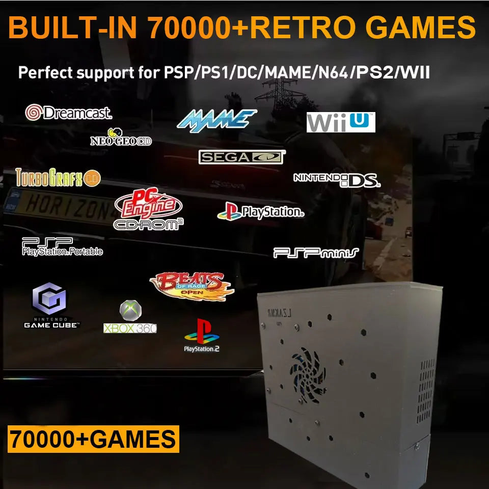 Plug&Play on TV Retro Gaming Device Loaded 70000+ Games for Wii PS2 DC PSP NGC N64 500G X8 Console Win11 Children's Gift