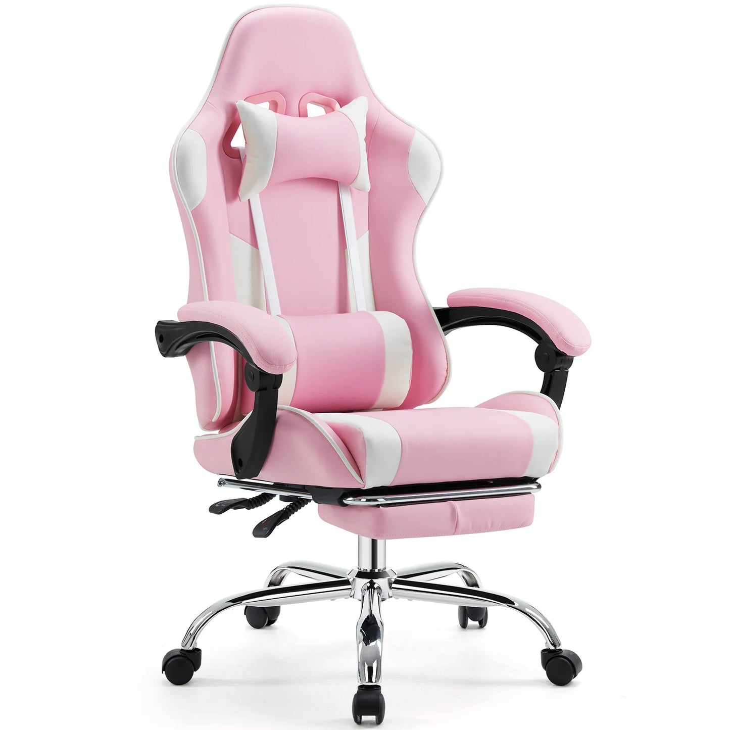 Ergonomic Racing Gaming Chair Adjustable Swivel PU Leather with Headrest and Lumbar Support For Office Computer Living Room