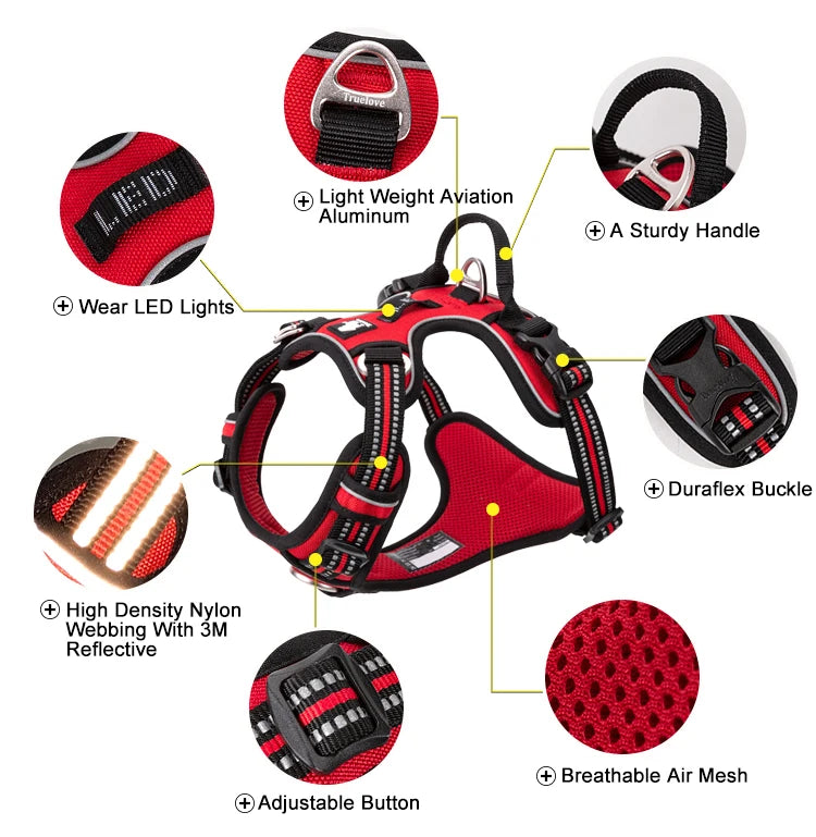 Pet Reflective Nylon Dog Harness No Pull Adjustable Medium Large Naughty Dog Vest Safety Vehicular Lead Walking Running