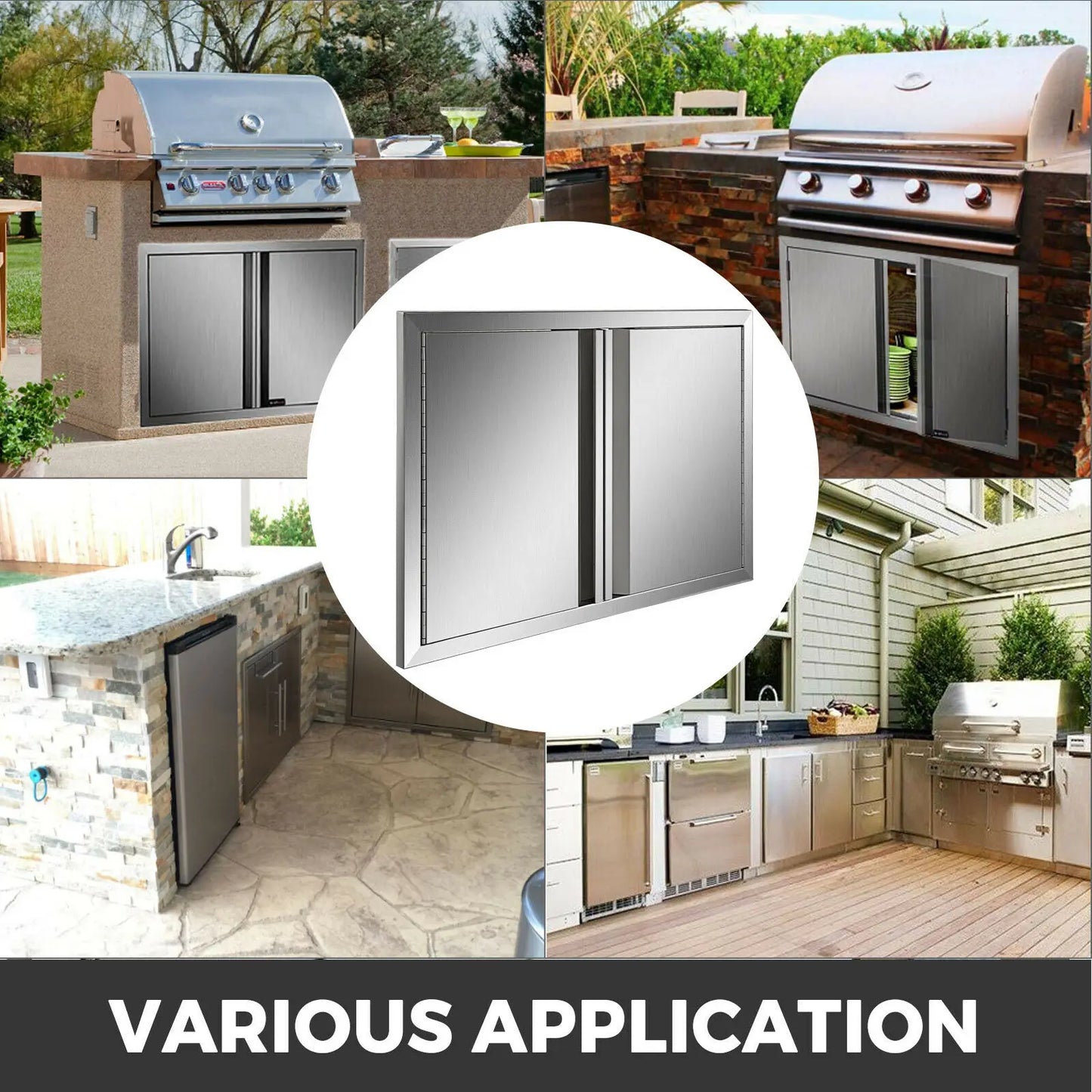 SucceBuy Stainless Steel BBQ Cabinet Access Door W/ Recessed Handle for Indoor/Outdoor Kitchen BBQ Island Kitchen Sink Fireplace