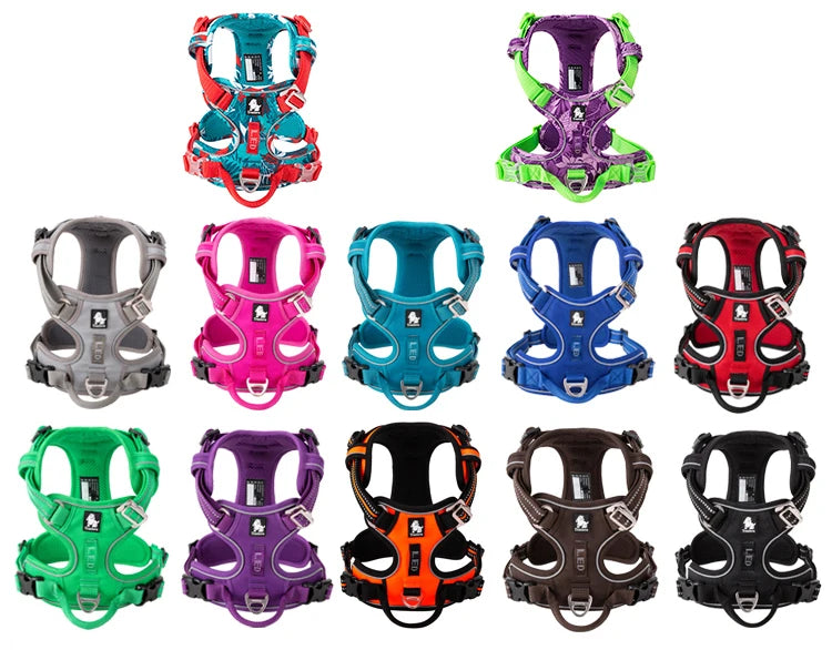 Pet Reflective Nylon Dog Harness No Pull Adjustable Medium Large Naughty Dog Vest Safety Vehicular Lead Walking Running