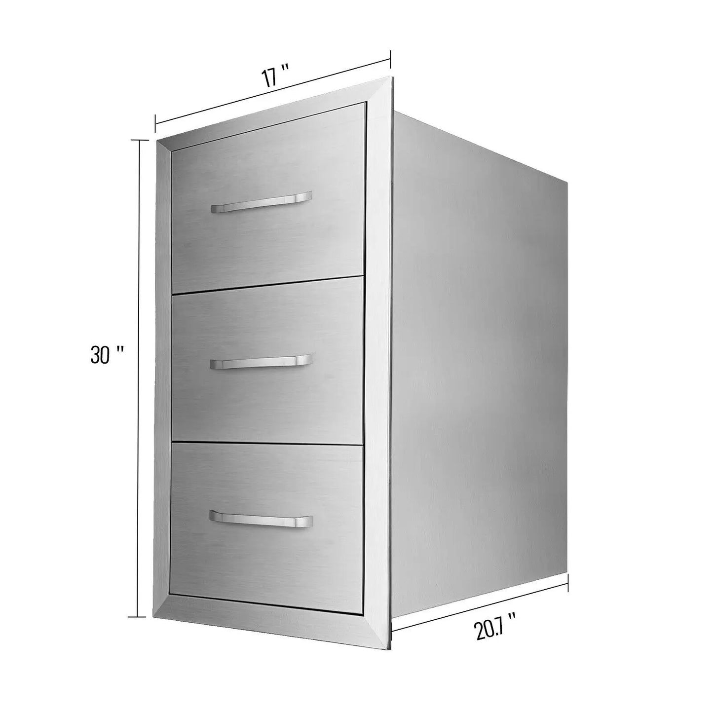 SucceBuy Stainless Steel Outdoor Kitchen Drawers W/ Handle Large Storage BBQ Island Great for Any Weather Condition