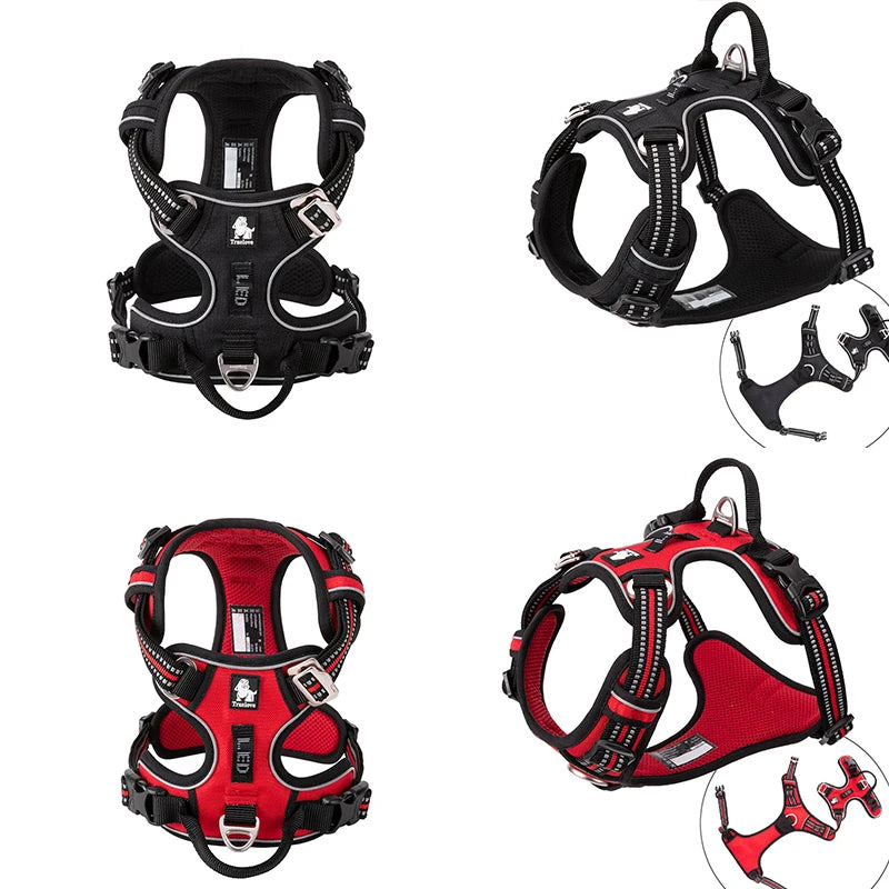 Pet Reflective Nylon Dog Harness No Pull Adjustable Medium Large Naughty Dog Vest Safety Vehicular Lead Walking Running