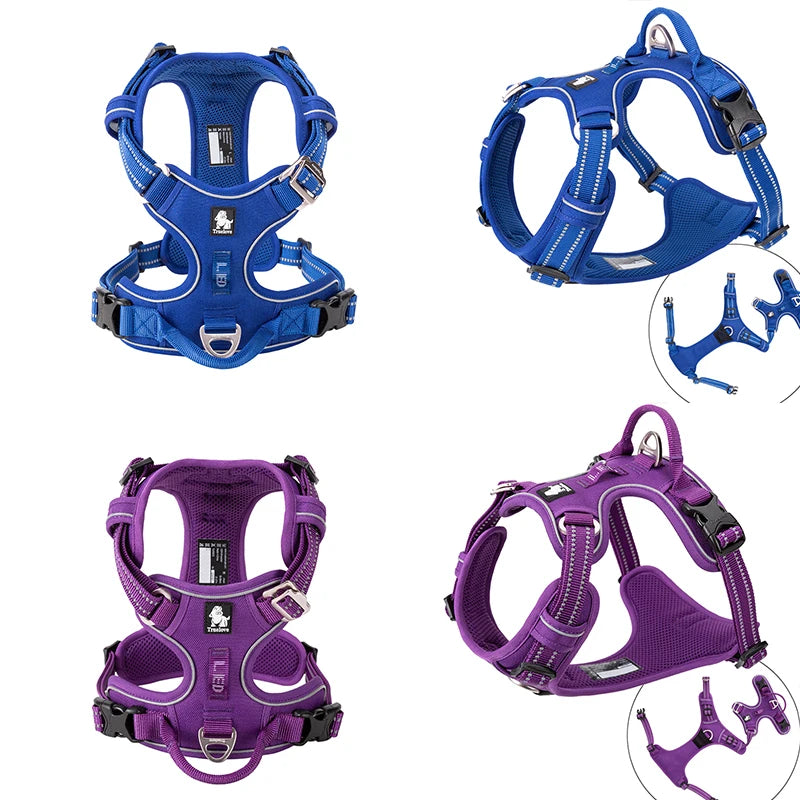 Pet Reflective Nylon Dog Harness No Pull Adjustable Medium Large Naughty Dog Vest Safety Vehicular Lead Walking Running