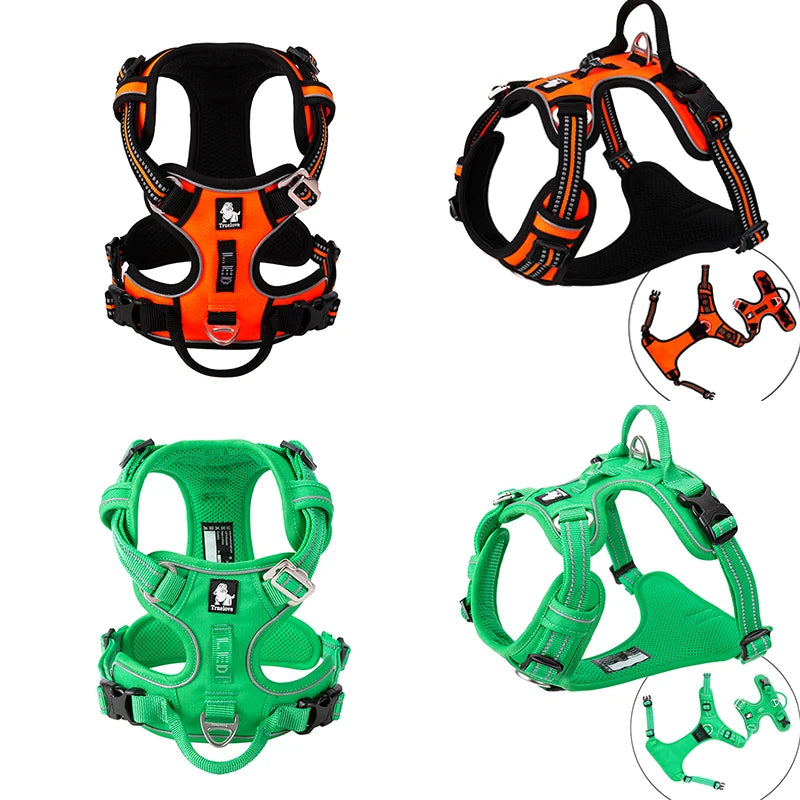 Pet Reflective Nylon Dog Harness No Pull Adjustable Medium Large Naughty Dog Vest Safety Vehicular Lead Walking Running