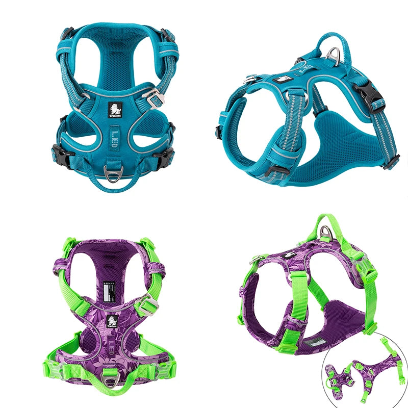 Pet Reflective Nylon Dog Harness No Pull Adjustable Medium Large Naughty Dog Vest Safety Vehicular Lead Walking Running