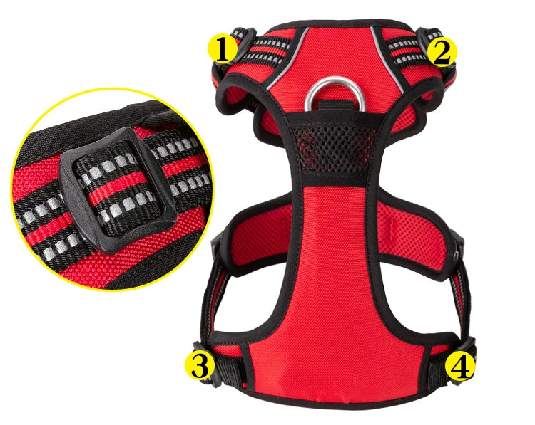 Pet Reflective Nylon Dog Harness No Pull Adjustable Medium Large Naughty Dog Vest Safety Vehicular Lead Walking Running
