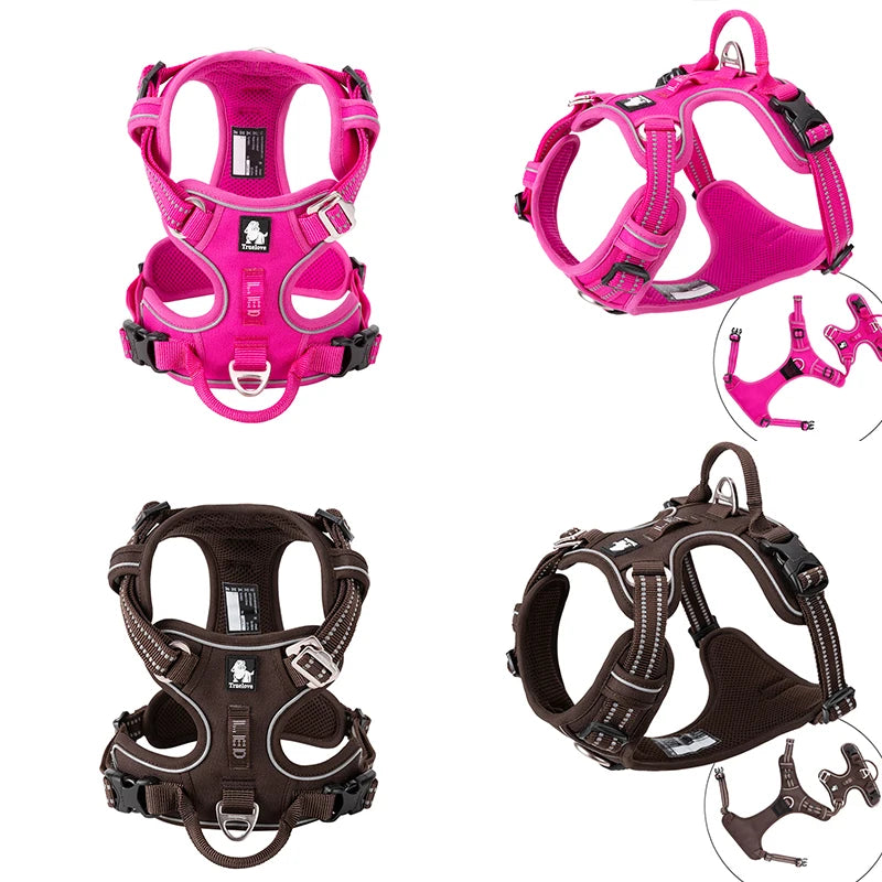 Pet Reflective Nylon Dog Harness No Pull Adjustable Medium Large Naughty Dog Vest Safety Vehicular Lead Walking Running
