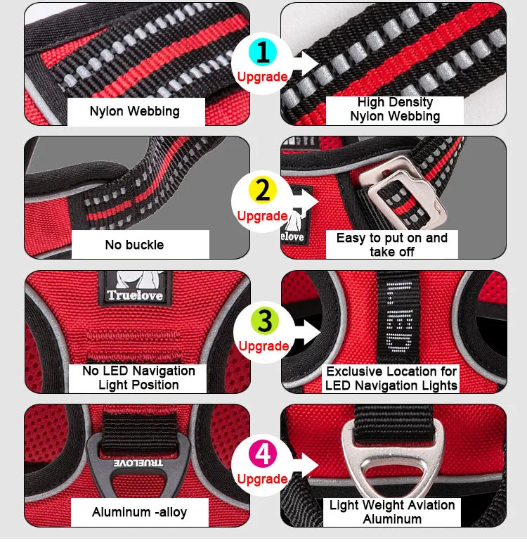 Pet Reflective Nylon Dog Harness No Pull Adjustable Medium Large Naughty Dog Vest Safety Vehicular Lead Walking Running
