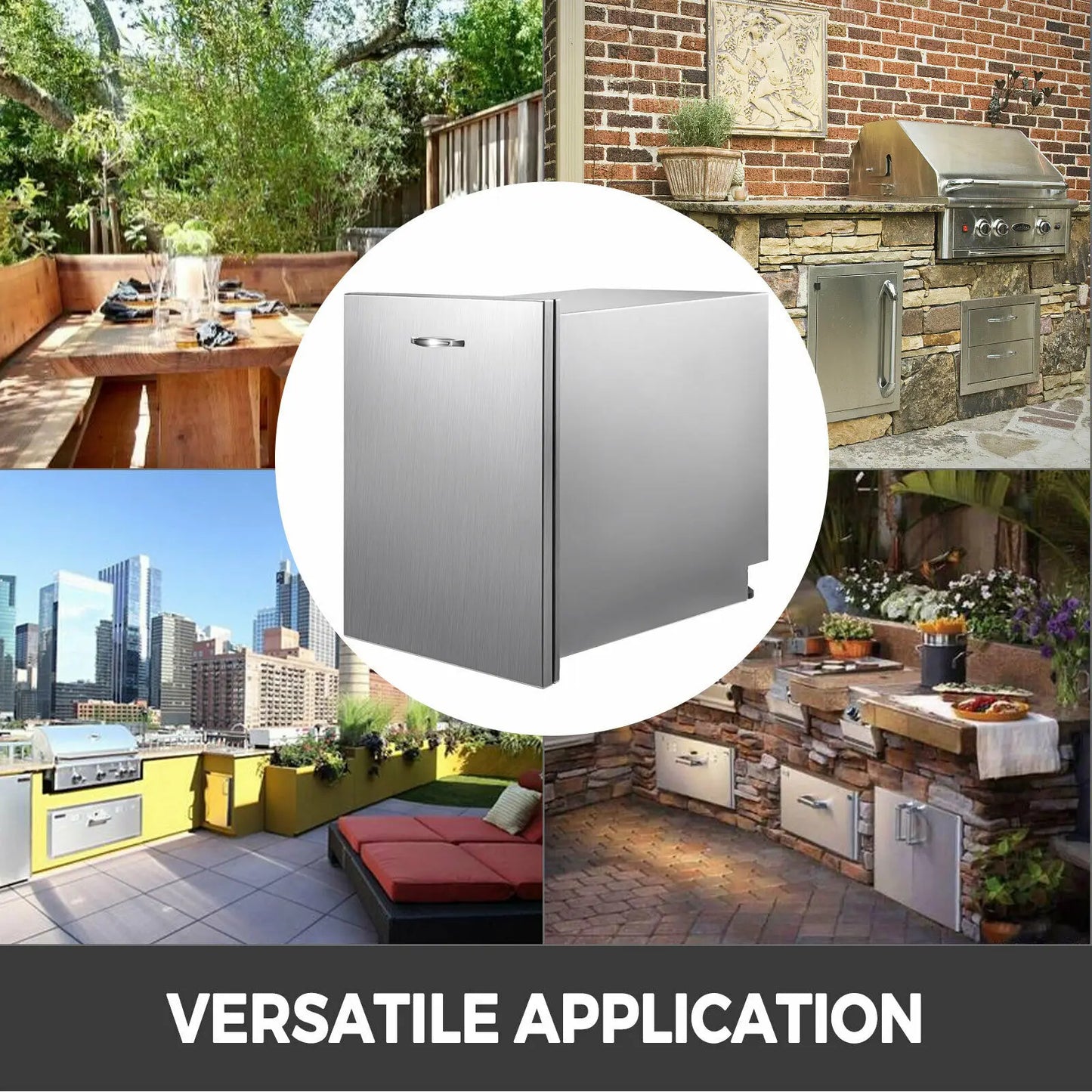 SucceBuy Pull-Out Trash Drawer Propane Tank Drawer Stainless Steel Built-In Smooth Roll-In Sliding Rail for Kitchen Storage