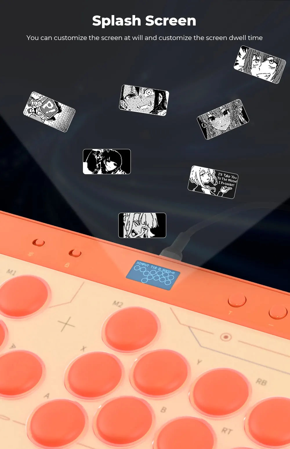New C16 Orange Magnetic Stickless Arcade Stick Leverless Hitbox Controller for For PC/PS4/PS5/Switch Leverless Stick