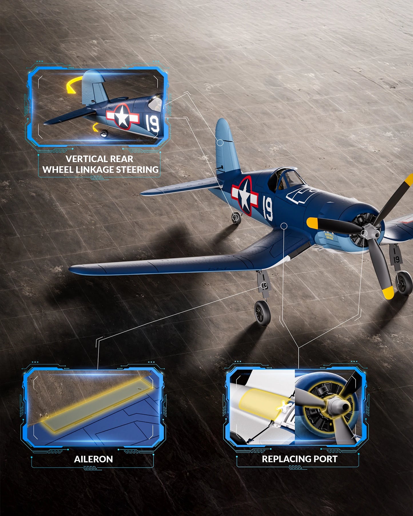 Volantexrc Brushless RC Plane F4U 4 Channel Remote Control Airplanes with 6-Axis Gyro 3 Modes & Aerobatics 2.4GHz Radio Controlled Aircraft for Beginners & Adults 768-3
