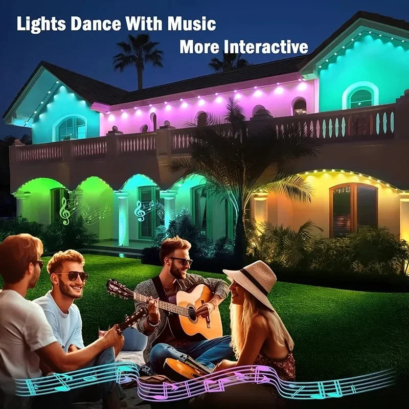 150ft Permanent Eaves LED Smart RGB Outdoor Led Lights for House with Remote  Full House Eaves Light Christmas Holiday Decor
