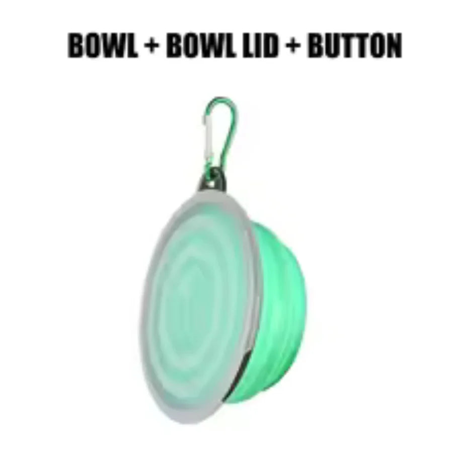 1Pc Green/Green Foldable Dog Bowl, Pet Feeding Water Bowl, Space-Saving Foldable Design with Stable Unfolding, Multifunctional