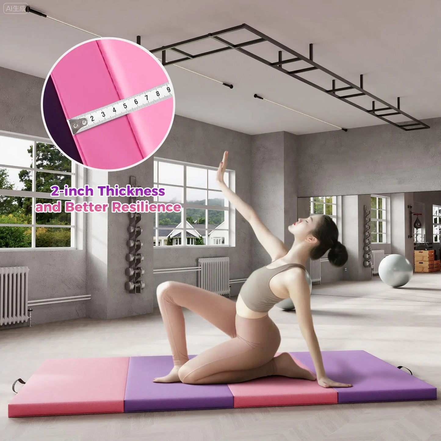 Gymnastics Mat,4-/5-fold Exercise Mats, Gymnastics Tumbling Mats, Thick Portable Home Gym Floor Pad for Yoga, Pilates, Aerobics