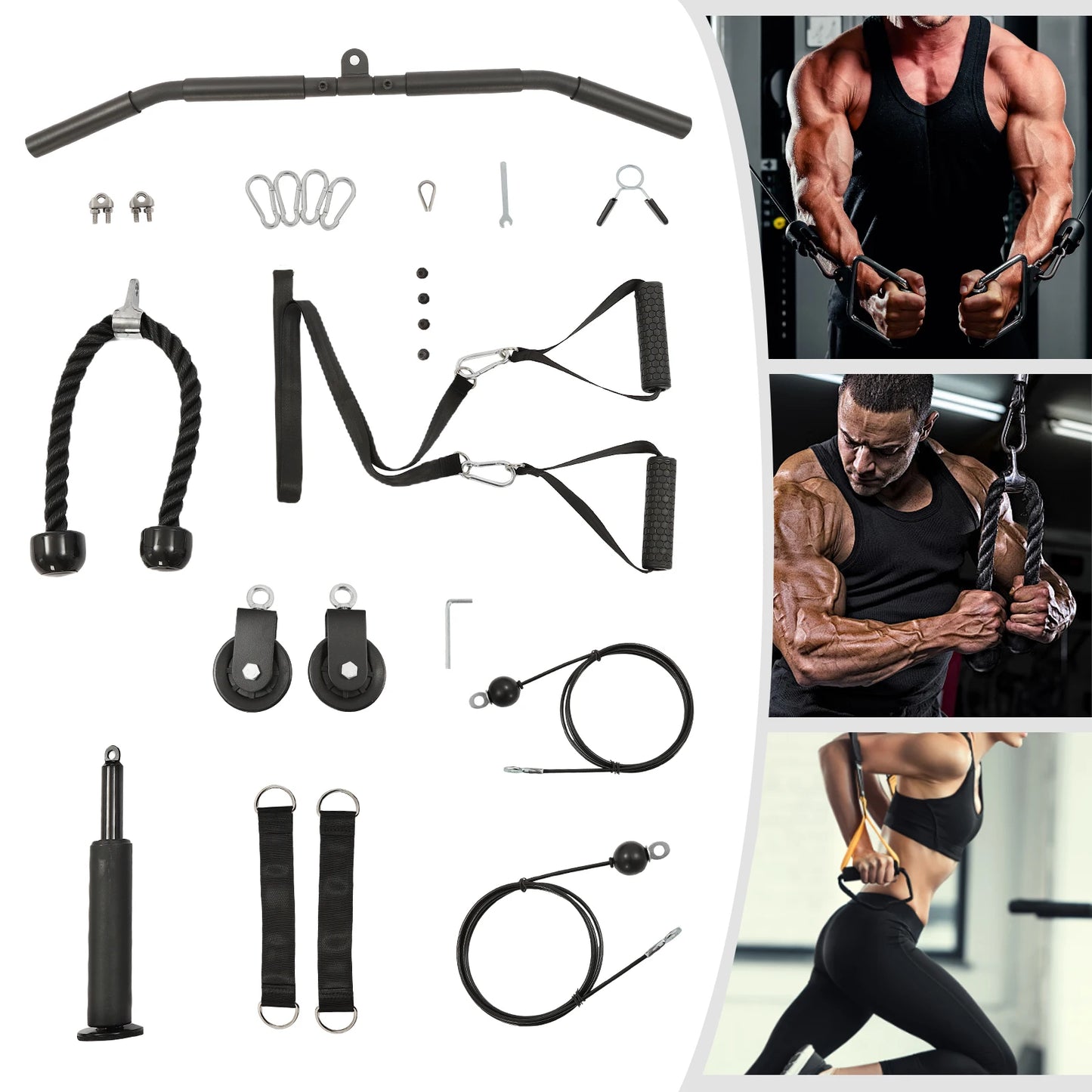 Cable Weight Pulley System for Home Gym Pulley System Gym with Safety Ropes Unisex-Adult Fitness Strength Training Equipment