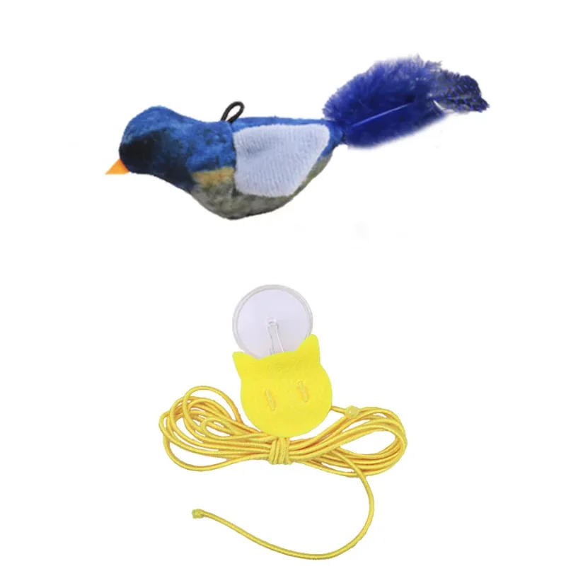 Sound Sensing Interactive Bird Cat Toy Wall Hanging Plush Catnip Kitten Teasing Chasing Toy for Indoor Cats