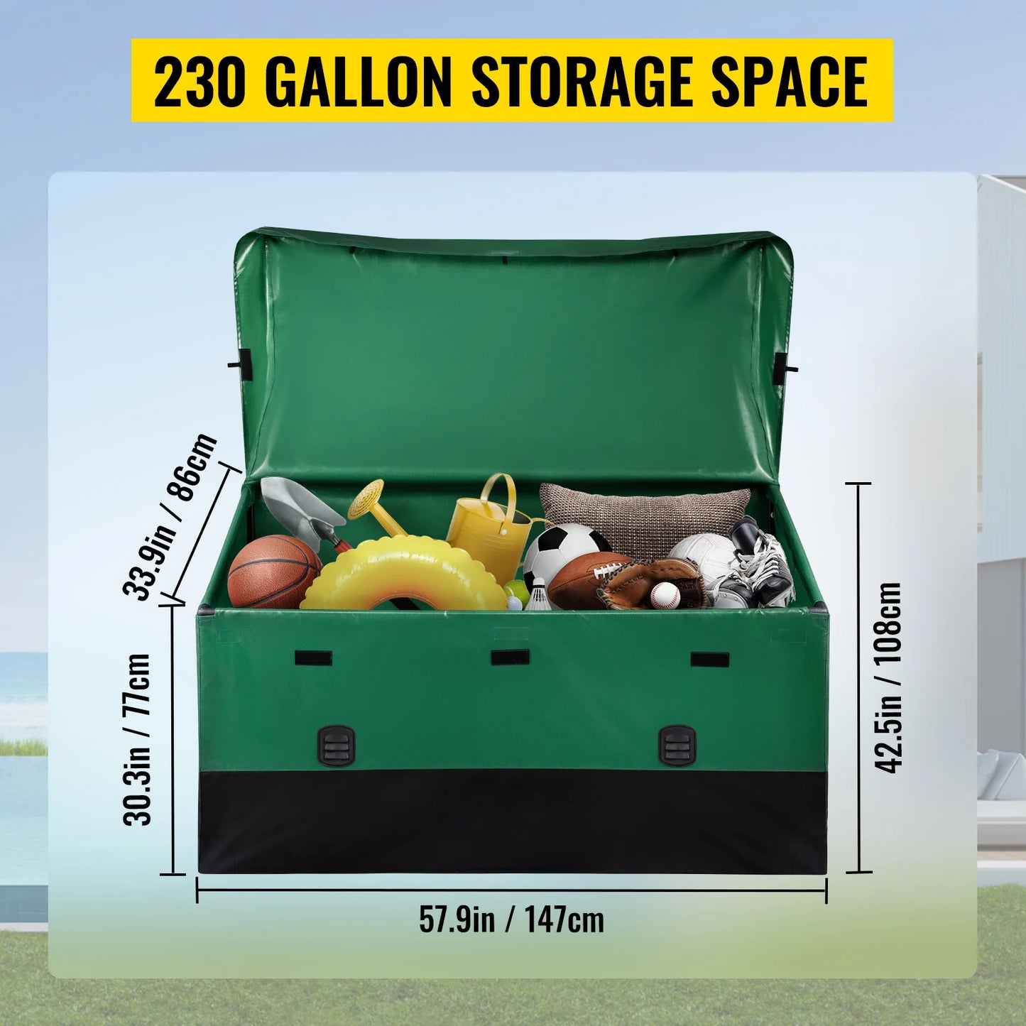 SucceBuy Outdoor Storage Box Patio Deck Box 230 Gallon Waterproof PE Tarpaulin Patio & Garden Furniture Home & Garden