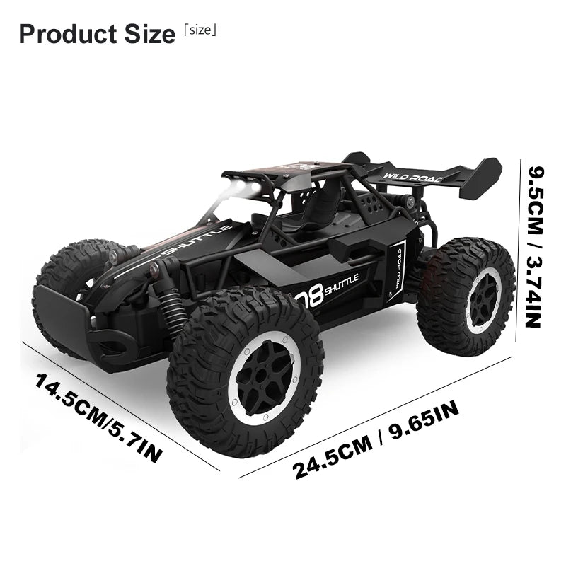 1:16 Alloy RC Off Road Car 2.4G Wireless Remote Control High Speed Buggy With LED Light Shock Absorber Kids Toy Racing Vehicle