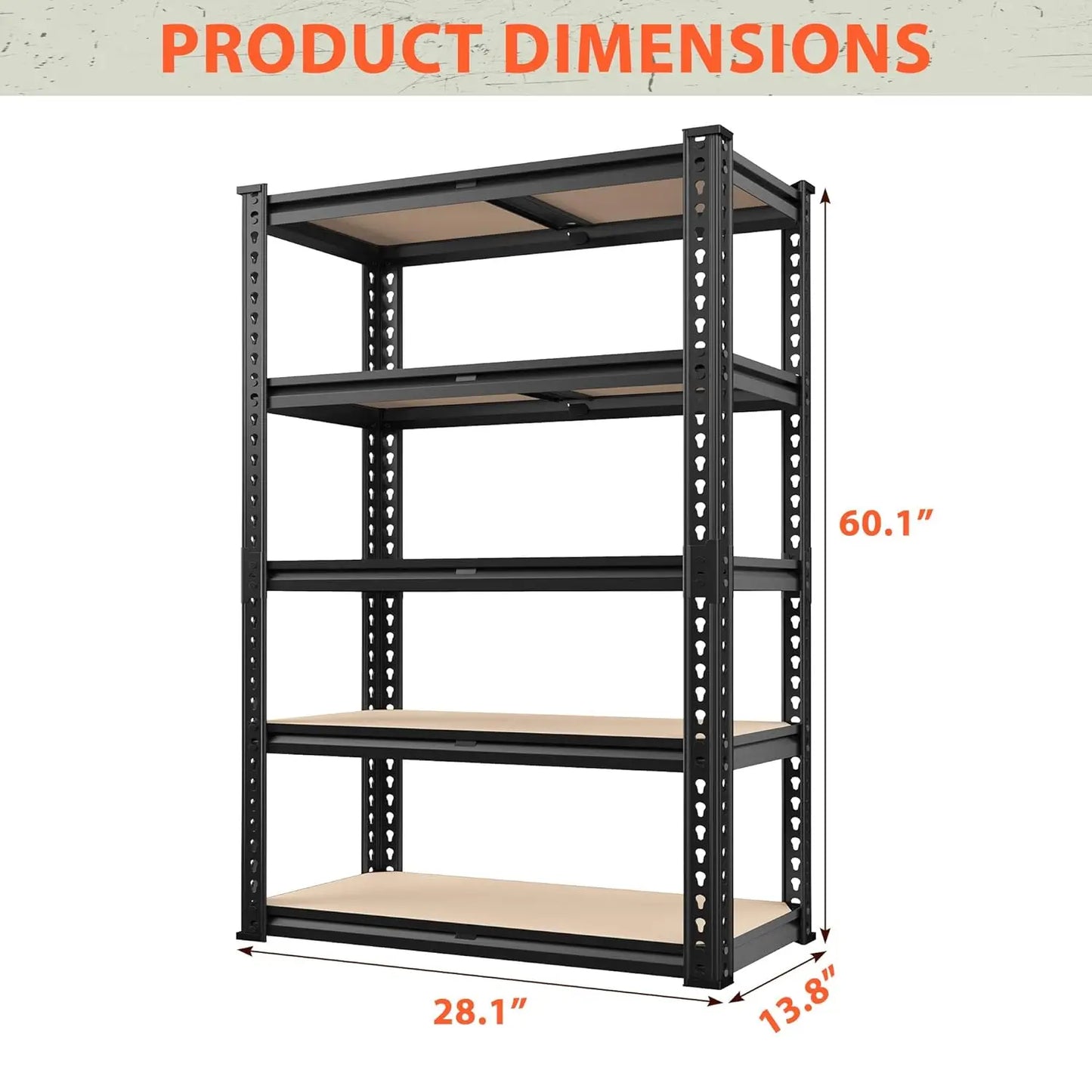 5 Tier Storage Shelves 2100LBS Garage Shelving, Adjustable Shelving Units, Metal Utility Shelf for Kitchen Pantry, Customized