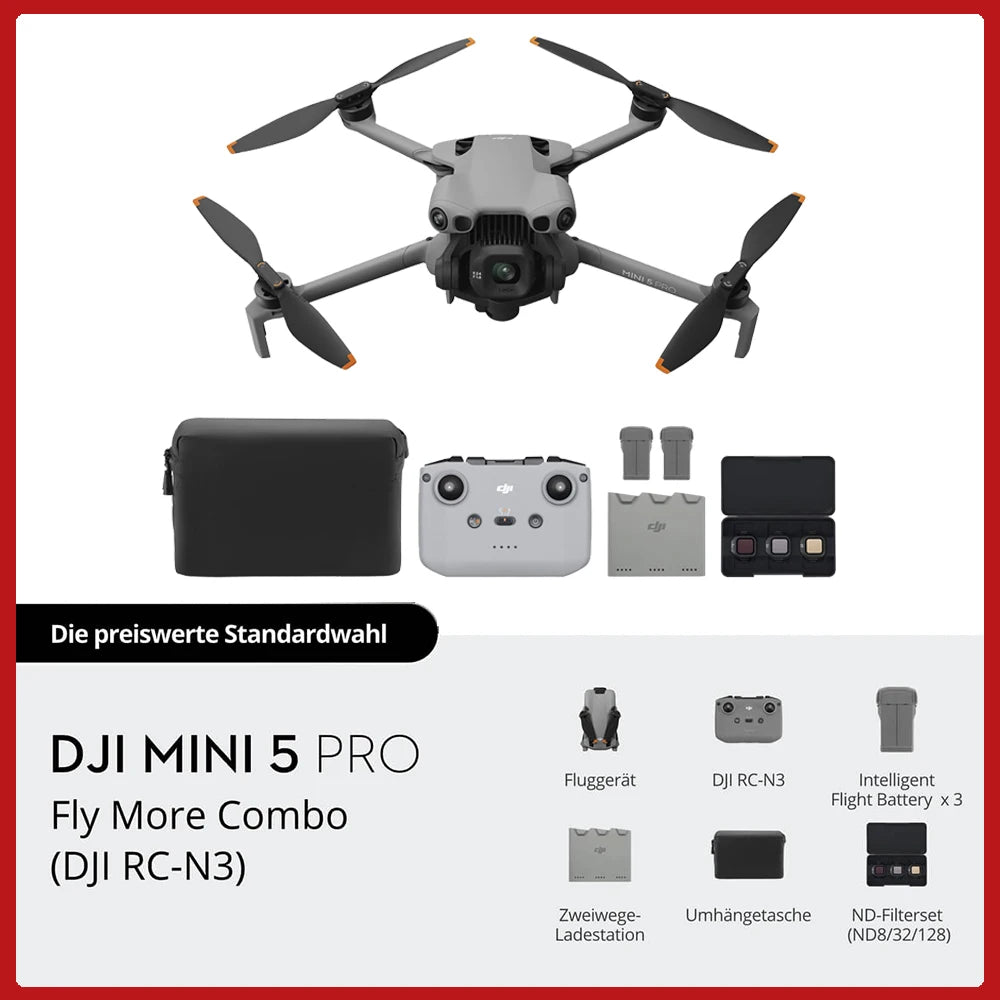 Mini 5 Pro Camera Drones ActiveTrack 360° Ultra-Light Foldable with 1-Inch CMOS 4K Camera Drone Omnidirectional Obstacle Sensing 225° Gimbal 20km Transmission With Mini 5 Pro Accessories for Beginners