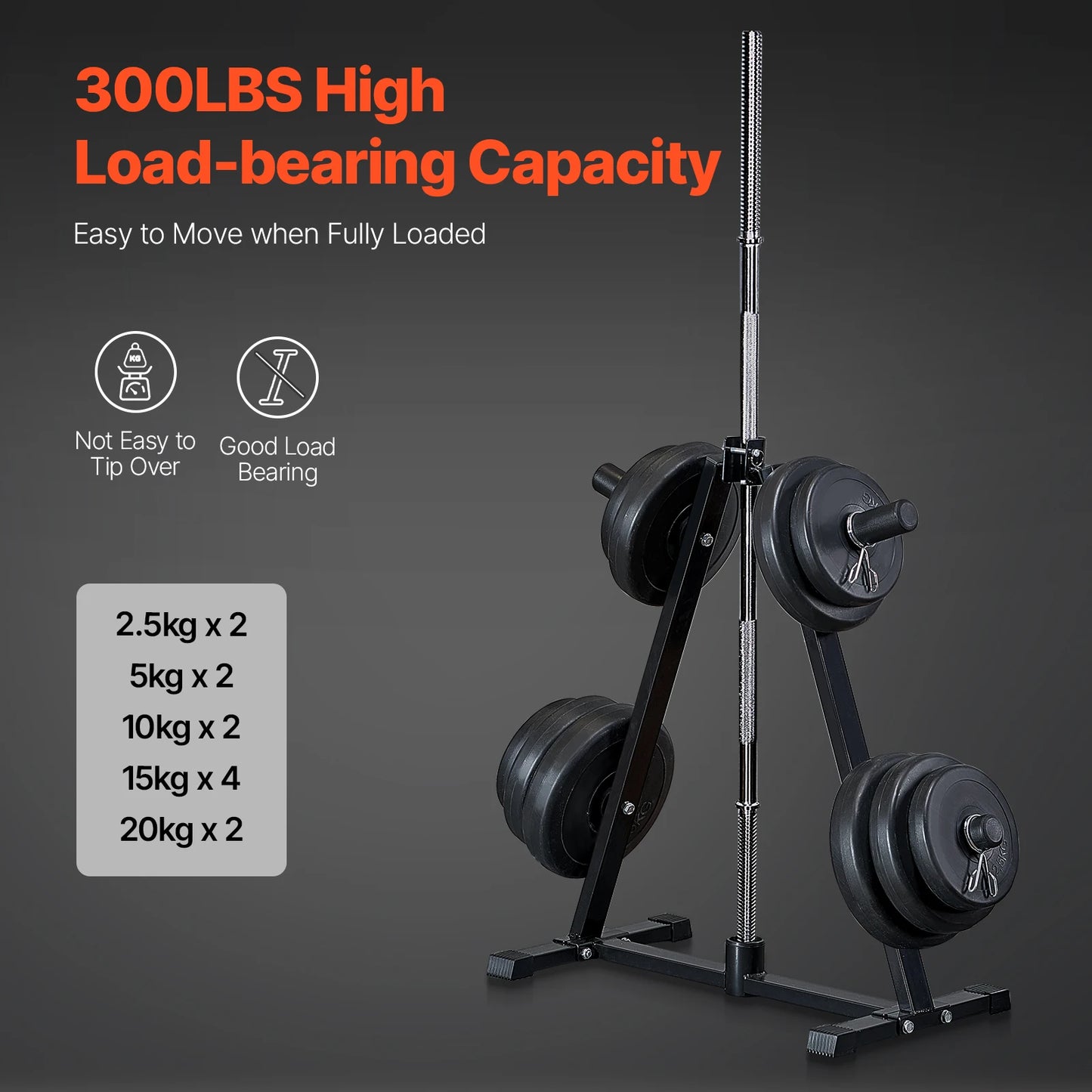 VEVOR Weight Plate Rack A Frame Weight Plate Tree Standard Weight Plate Tree Home Gym Barbell Rack 300 lbs Weight Storage Stand