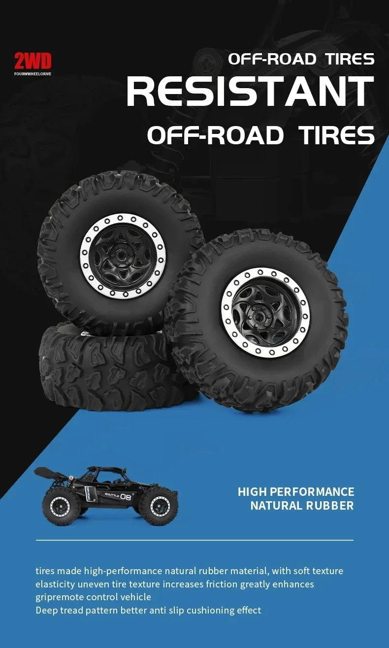 1:16 Alloy RC Off Road Car 2.4G Wireless Remote Control High Speed Buggy With LED Light Shock Absorber Kids Toy Racing Vehicle