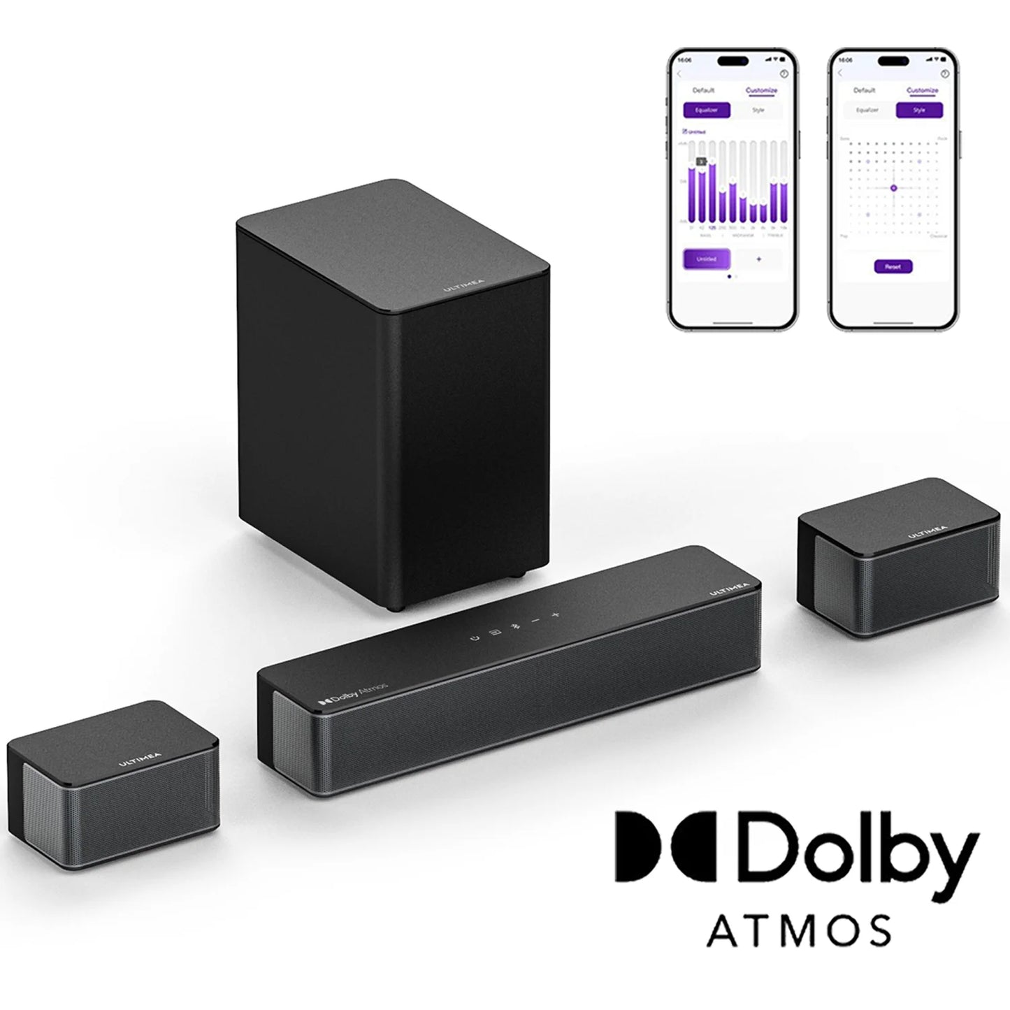 ULTIMEA 5.1 Soundbar with Dolby Atmos, 3D Surround System Soundbar for TV with Wireless Subwoofer,  APP Control, Home Theater TV