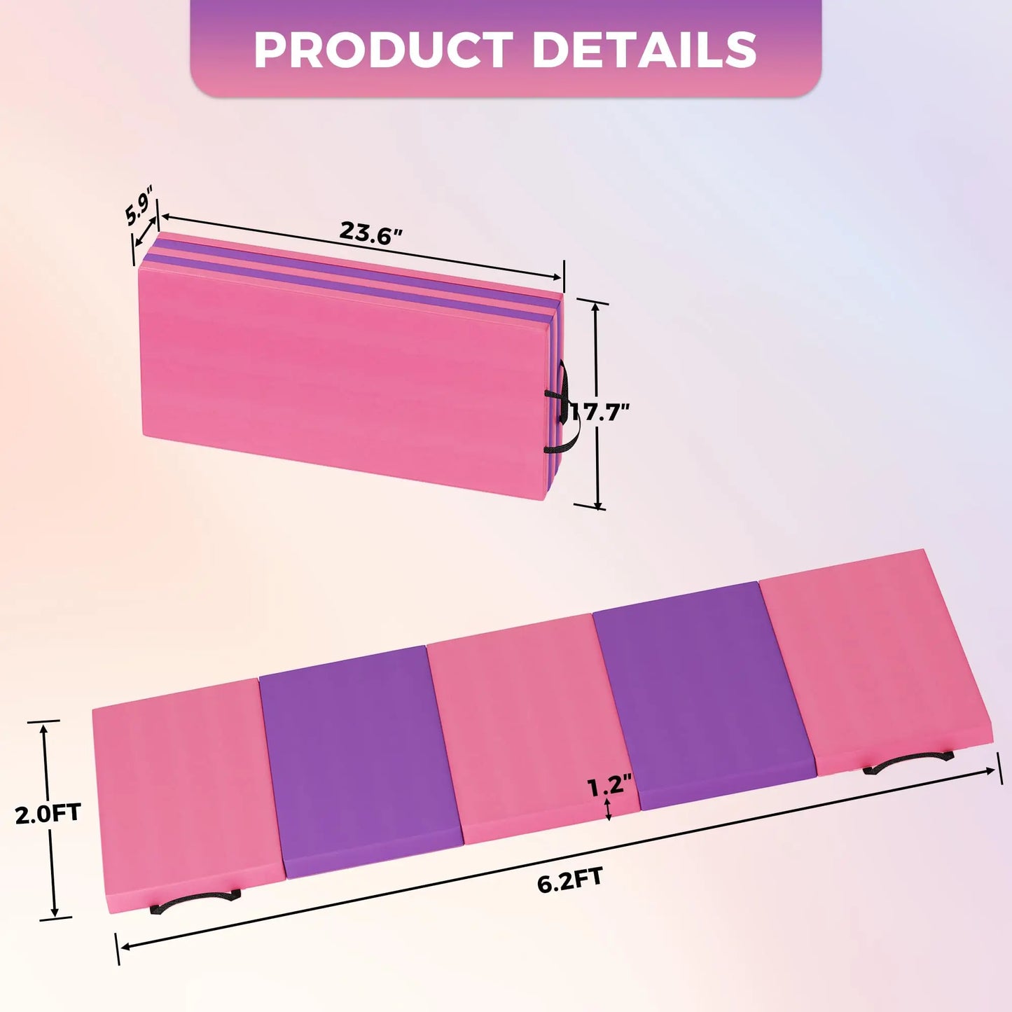 Gymnastics Mat,4-/5-fold Exercise Mats, Gymnastics Tumbling Mats, Thick Portable Home Gym Floor Pad for Yoga, Pilates, Aerobics