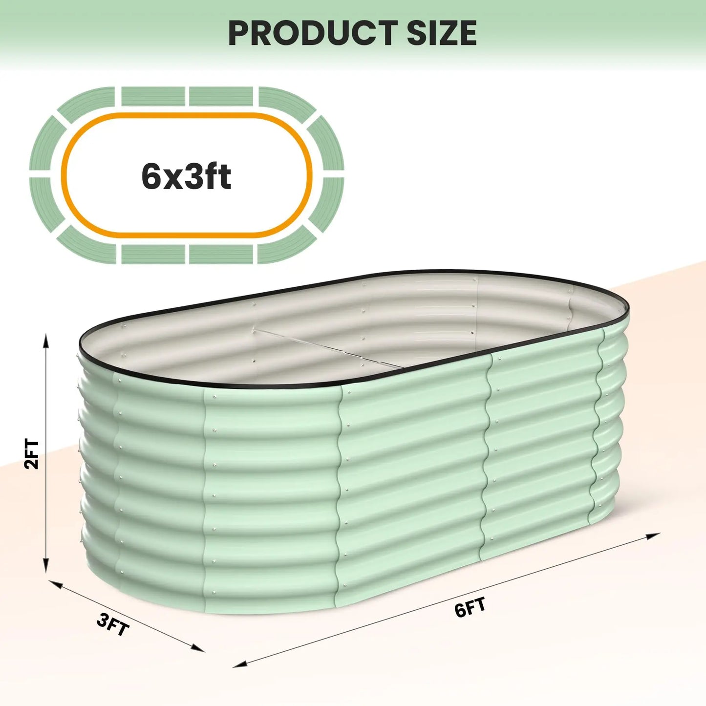 2-Pack Oval Galvanized Steel Raised Garden Bed Open Base Safety Edge Metal Planter Box Raised Beds for Vegetables Flowers Herbs