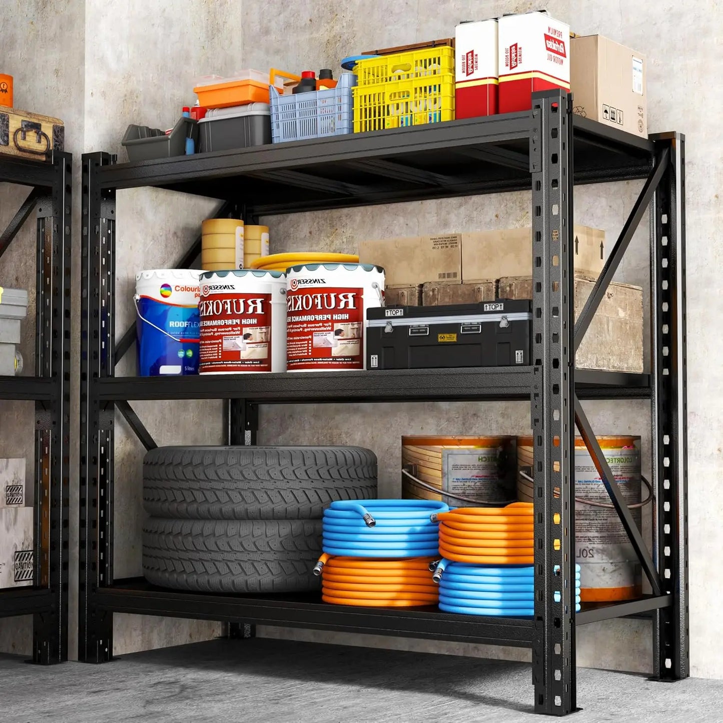 Heavy Duty Metal Garage Shelving Unit, 3-Tier Adjustable Storage Shelves, 3000LBS for Garage & Basement, Kitchen, Customized