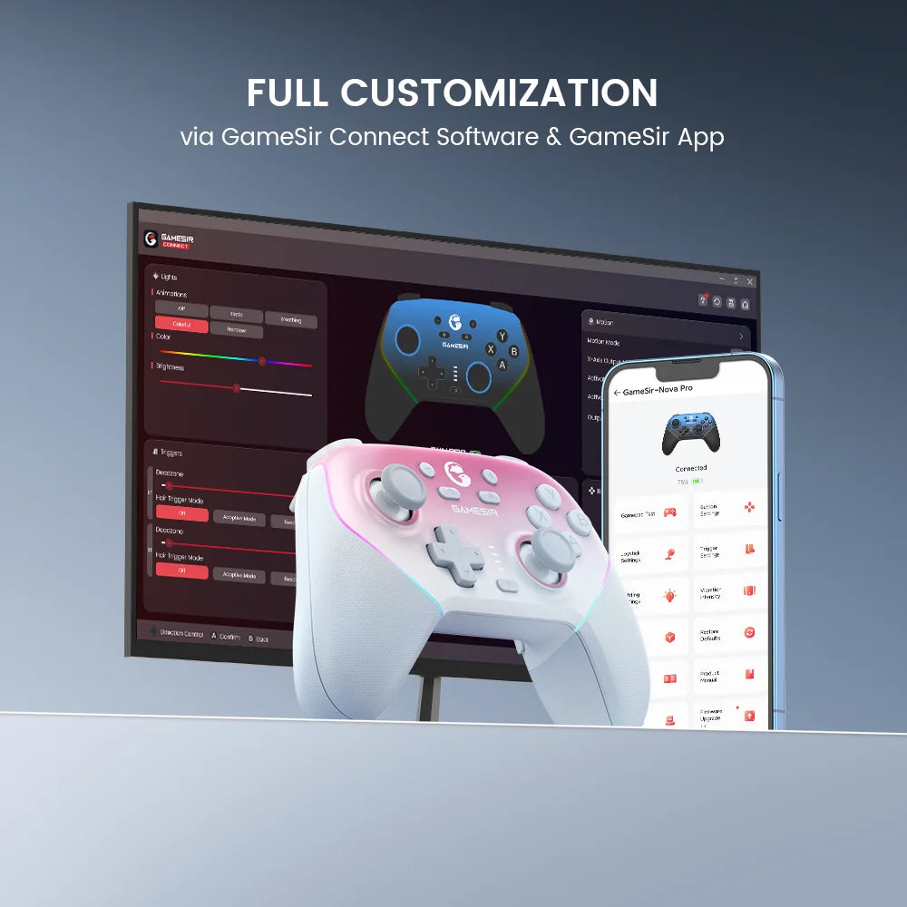 GameSir Super Nova Multi-Platform Gaming Controller - Bluetooth/Wired/2.4G Wireless, RGB, Hall Effect for Switch/PC/Android/iOS