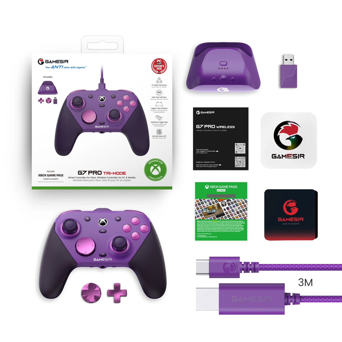 G7 Pro Wired Xbox Controller with Smart Charging Station, Hall Effect, Gyro, 3.5mm Audio Jack, 1000Hz Polling Rate